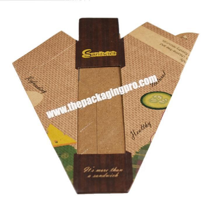 Recycled paper cardboard triangle packaging boxes for sandwich fast food