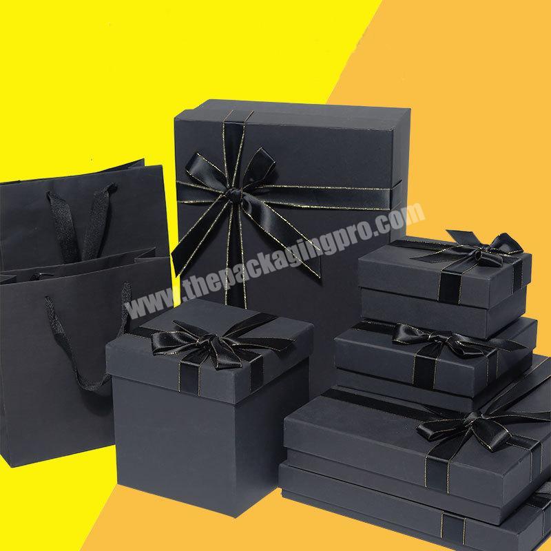 Recycled perfume packaging black cardboard boxes gift box with ribbon box designs