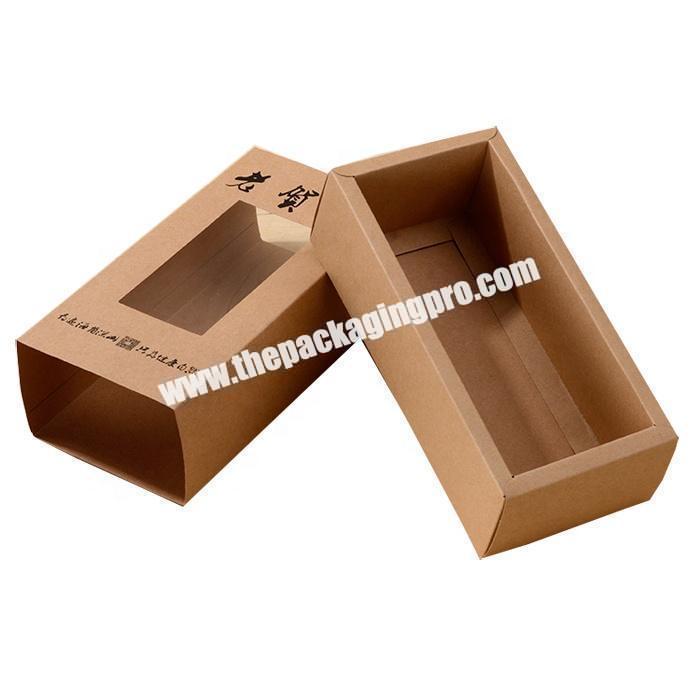 Recycling small brown kraft paper packaging box drawer style box