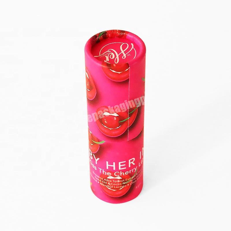 Red cosmetic 5g cherry lip butter balm lipstick cylinder tube packaging cardboard box