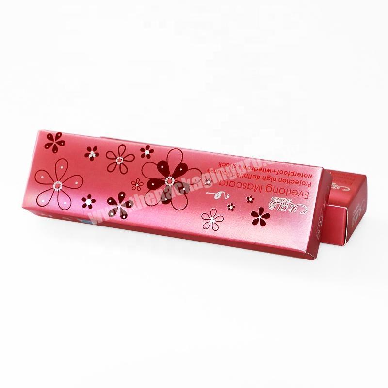 Red flower printing private label black mascara tube paper packaging box