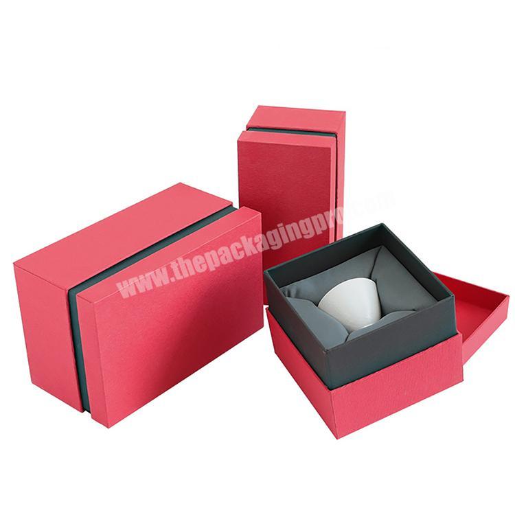 Red Gift Packing Paper Lid and Base Box for Tea Cup Sets