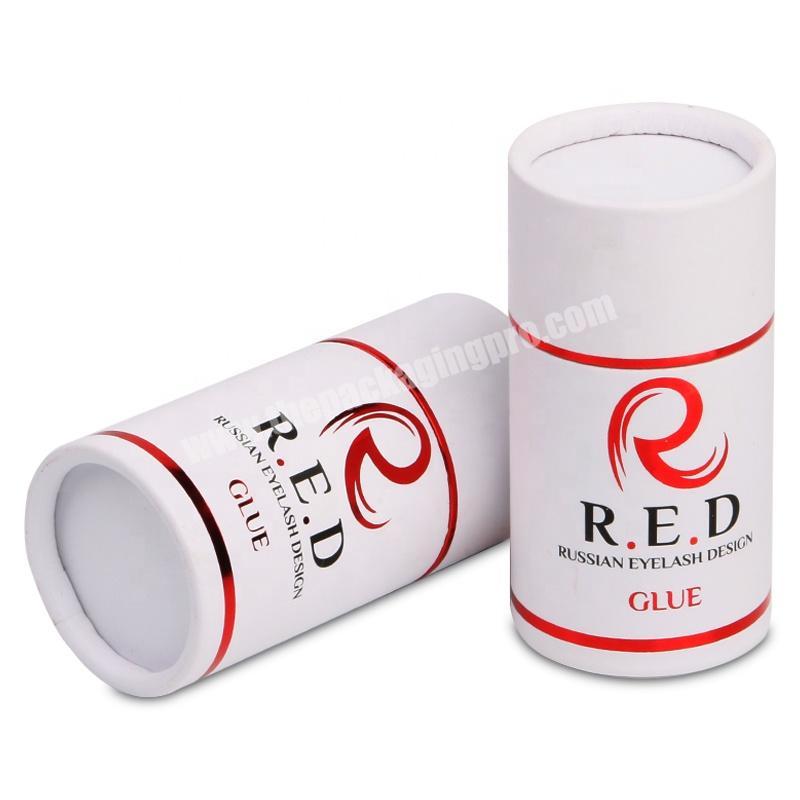 Red hot stamping white cosmetic eyelash glue rigid tube cardboard paper cylinder packaging