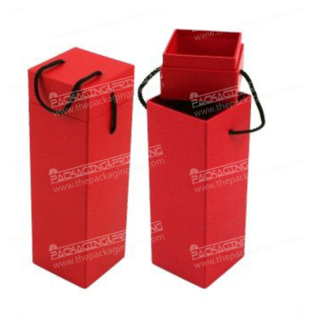 Red Retangle Packaging Box With Handle String
