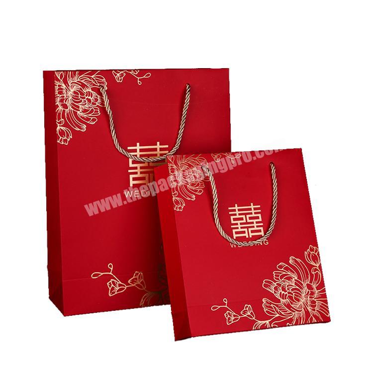 Red romantic paper printing wedding gift paper bag