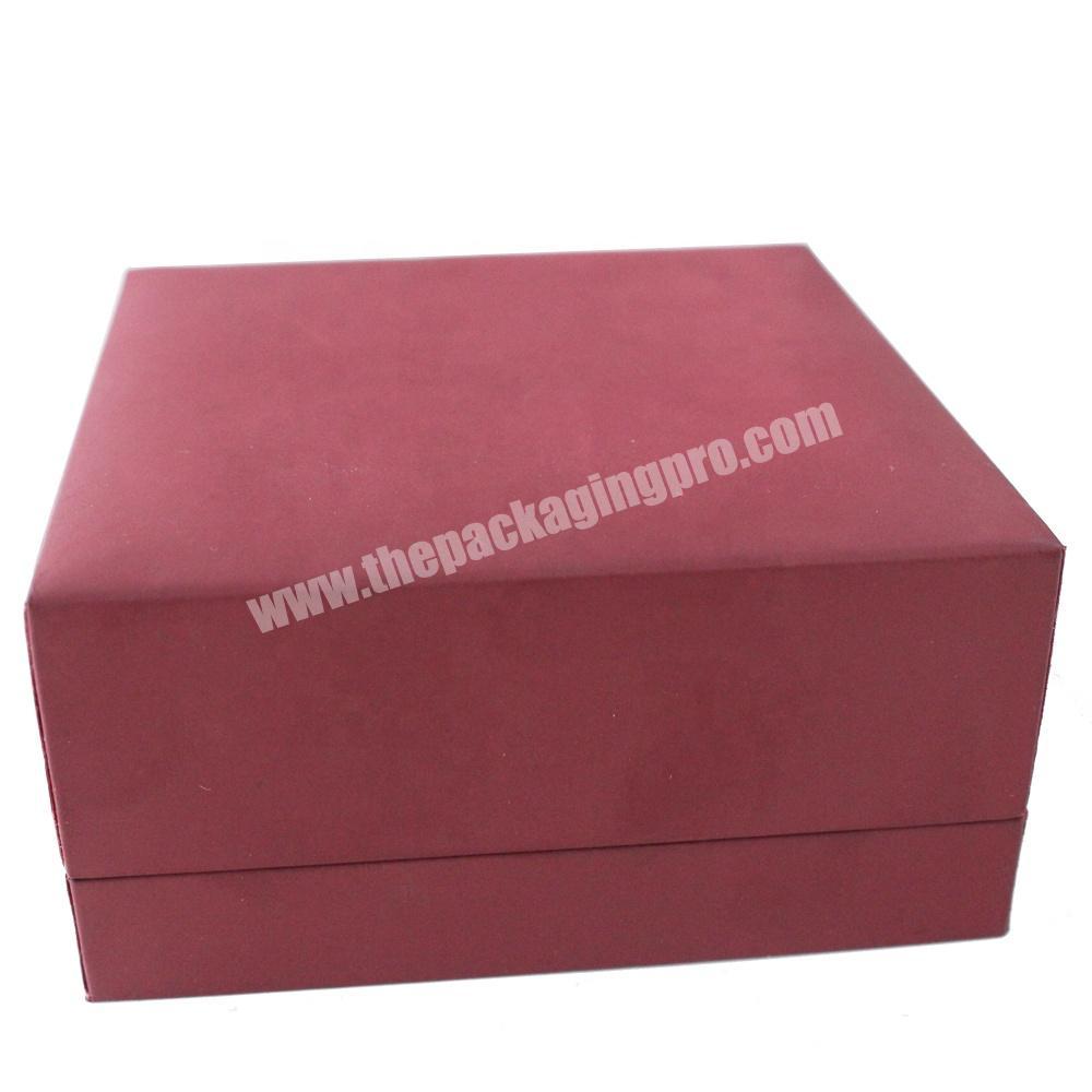 Red Square Clamshell Suede Flocking Gift Jewelry Velvet Ring Necklace Bracelet Packaging Box