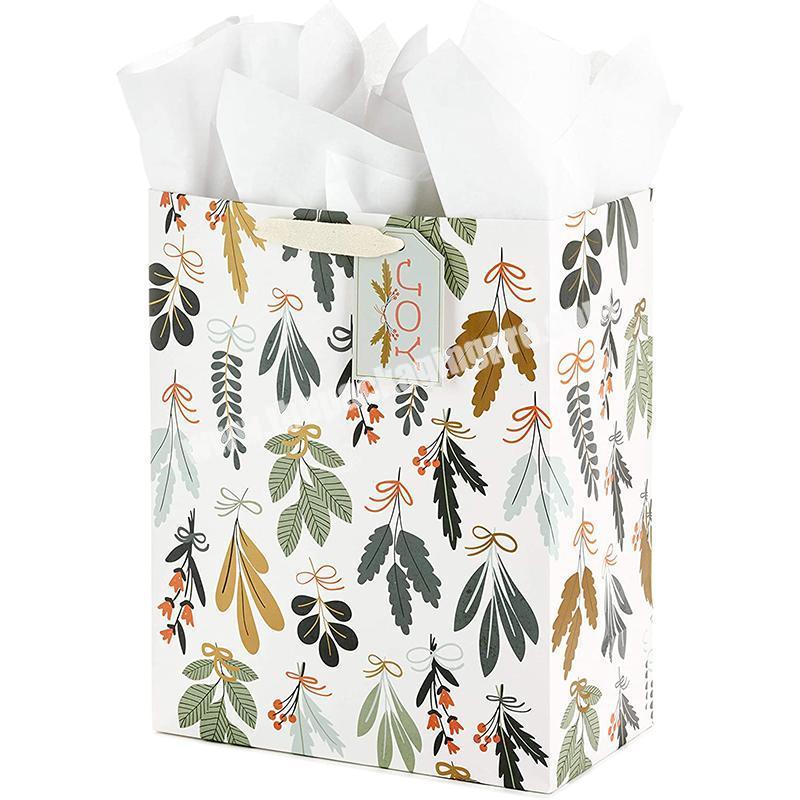 Regular kraft white customized cheap paper craft christmas gift bag with handles