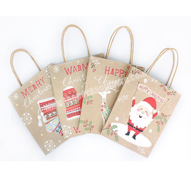 reindeer spot red Christmas Santa bottom hand socks kraft paper party gift bag packaging paper bag