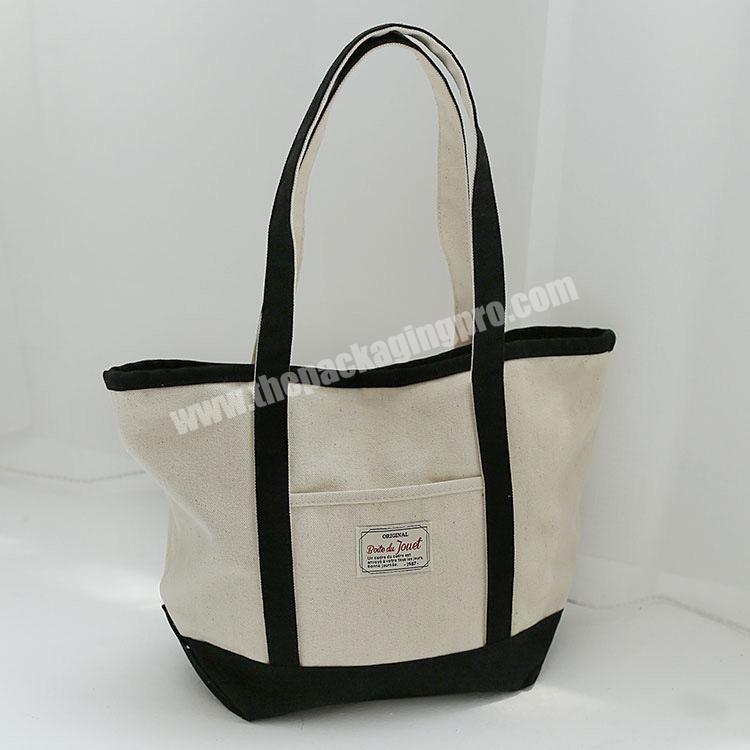 Reinforced zipper cotton tote bag for packing