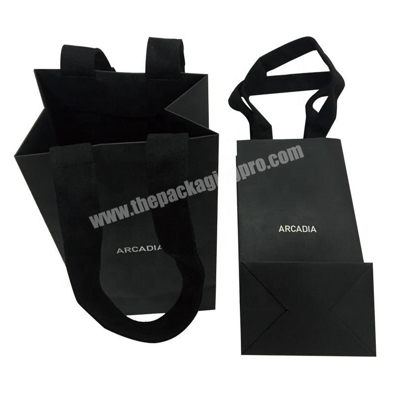 Reliable Supplier Custom Paper Bag Black Gift Bags for wine