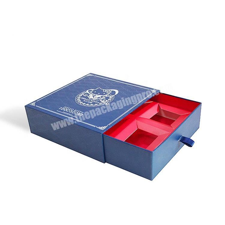 Retail Customized Blue Moon Cake Slide Drawer Box, Packaging Paper Box for Festival