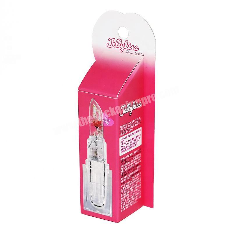 Retail hanging hole clear jelly lipstick with flower paper box packaging