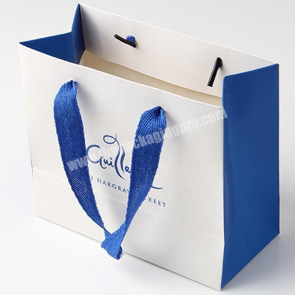 Retail logo printed customised clothing luxury shopping cosmetic packaging recycle white paper bags