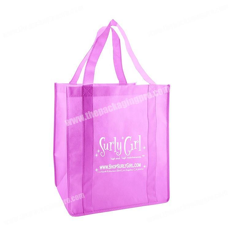 Reusable pink non woven eco supermarket bag with logo