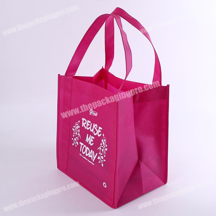 Reusable Pink Non Woven Supermarket Grocery Tote Shopping Bag