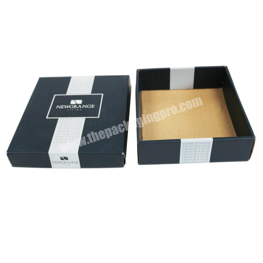 Reycled Luxury Small Black Paper Rigid Lift Off Two Pieces Flat Cardboard Gift Box Packaging