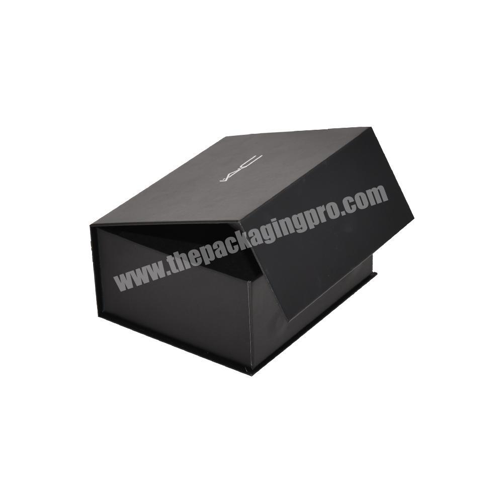 Ribbon Folding Luxury Custom Black Cardboard Carton Candle Flap Gift Box With Magnet Closure