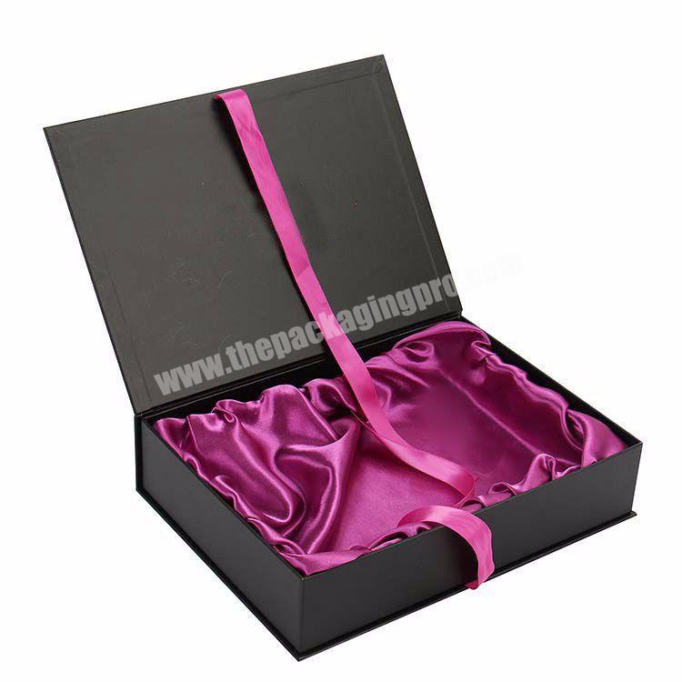 Ribbon tie book shape hair paper packaging satin cloth wig bundle box