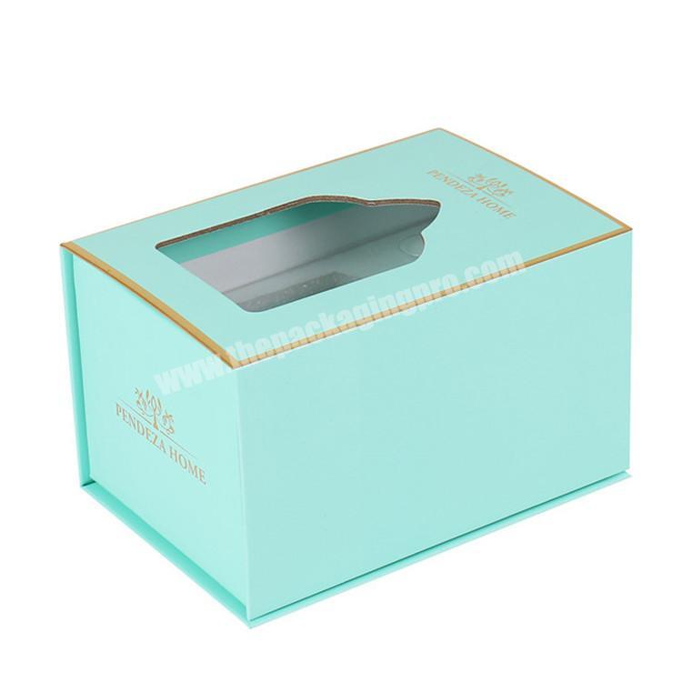 rigid cardboard custom logo luxury magnetic gift box with window