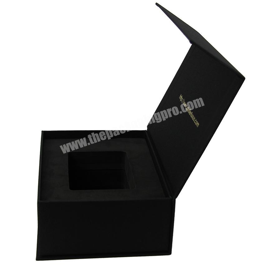 Rigid Custom Gift Cardboard Book Shape Black Matte Magnetic Flap Luxury Empty Packaging Box With Magnetic Closure