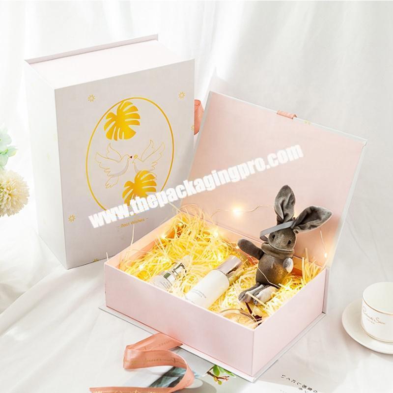 Rigid hard cardboard paper thank you packaging box for lady gift