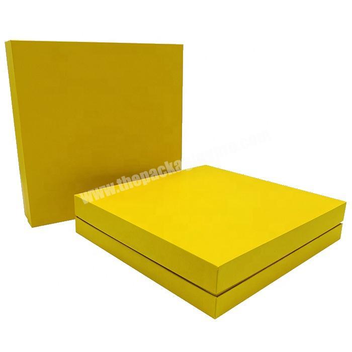Rigid lid base separately paper gift box with custom yellow color printing