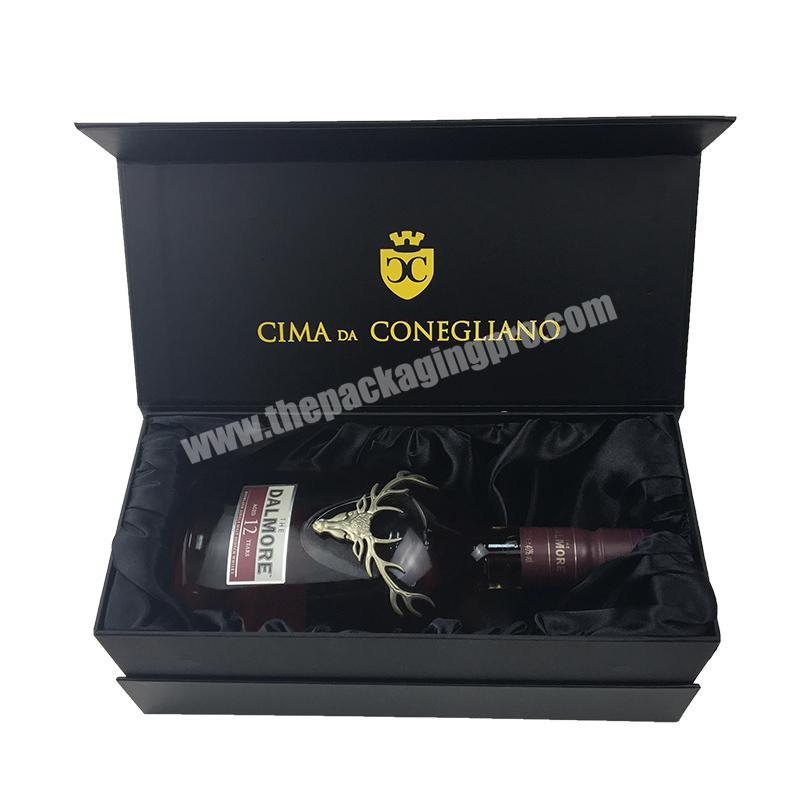 Rigid Magnet Lid Packaging Box With Sponge and Satin Silk Insert For Wine
