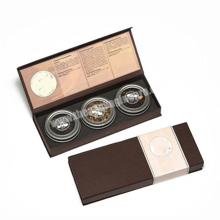 Rigid Paper Cardboard Flap Top Magnetic Closure EVA Insert Custom Branded Tea Can  Gift Packaging Boxes