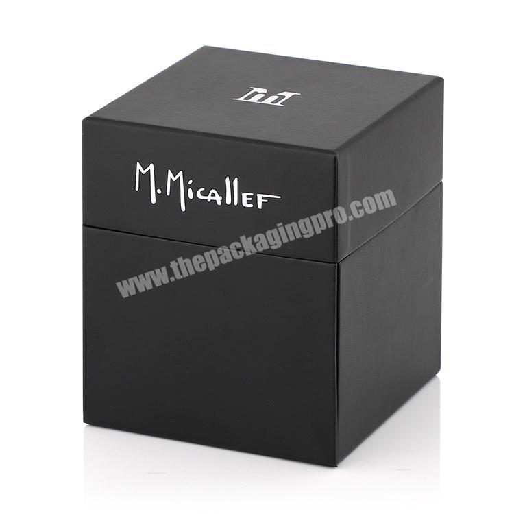 Rigid Paper Custom Logo Luxury Black Square Cardboard Packaging Single Cufflink Gift Box