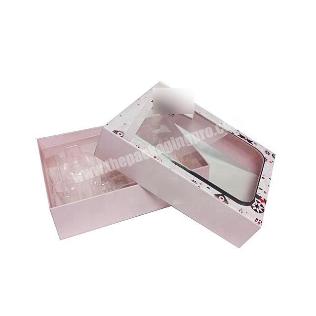 Rigid paper gift pink paperboard lift off two pieces strong delivery packing box