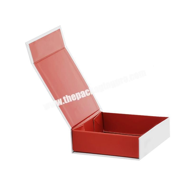 Rigid red and white magnetic lid foldable present packaging paper gift box