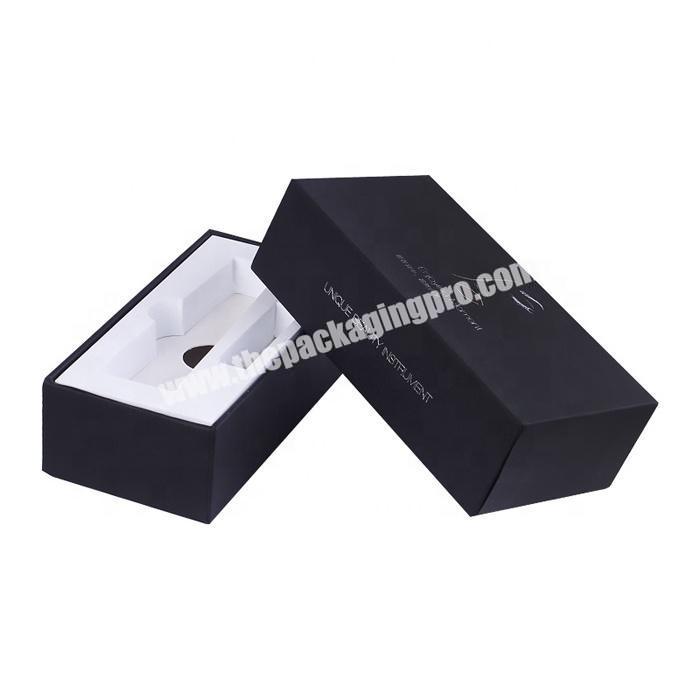Rigid top quality black paper packaging gift box with custom insert