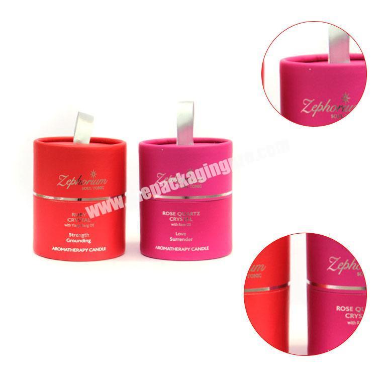 Rolled edge paper tube manufacturer luxury round cardboard candle box with silver stamping