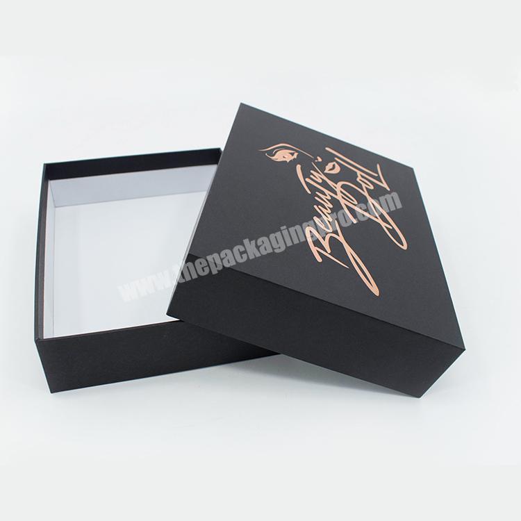 Rose Gold Logo Black Cardboard Apparel Gift Box With Lid