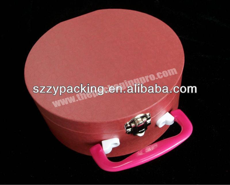 round cardboard suitcase box with lock for girls