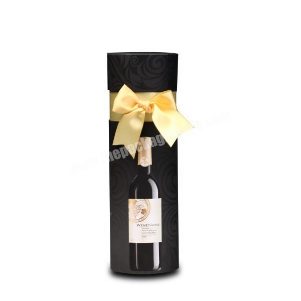 round cardboard wine box gift packaging box with ribbon