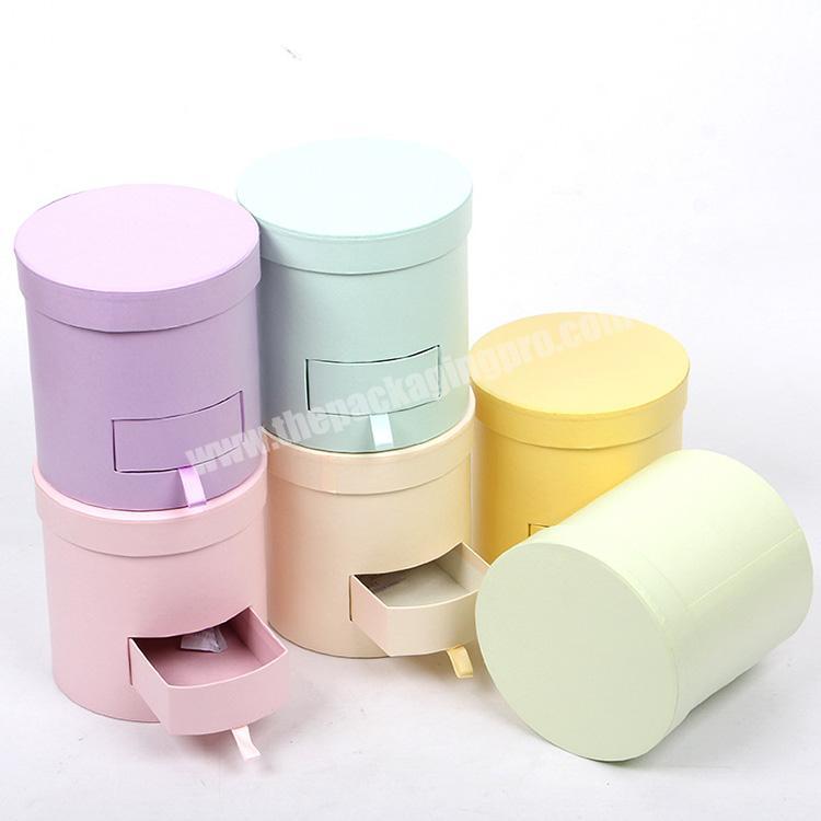 Round Cylinder Paper Flower Gift Box with Lid Packaging