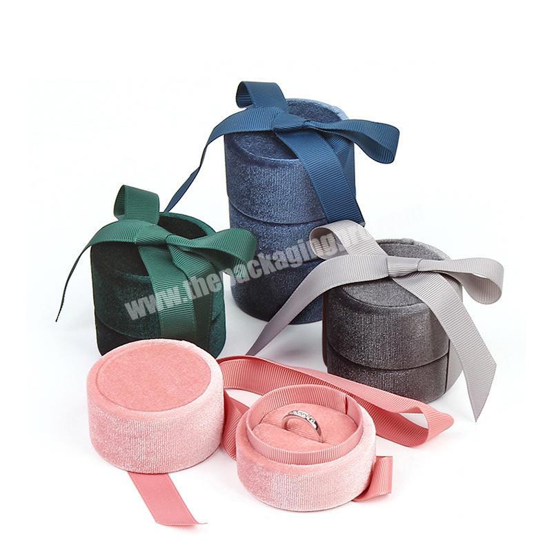 Round Jewelry Box Velvet Ring Necklace Packaging Box
