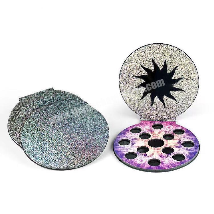 Round Shape Glitter Empty Eyeshadow 13 Colors Eye Shadow Palette Packaging Makeup Empty Round Eyeshadow Palette With Mirror