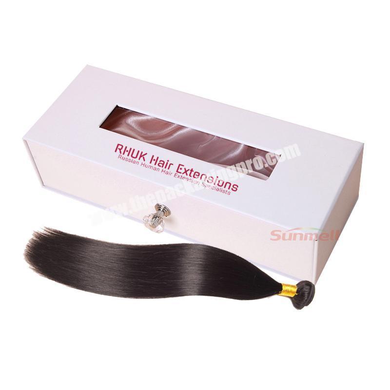 satin luxury custom hair extension packaging boxes with window