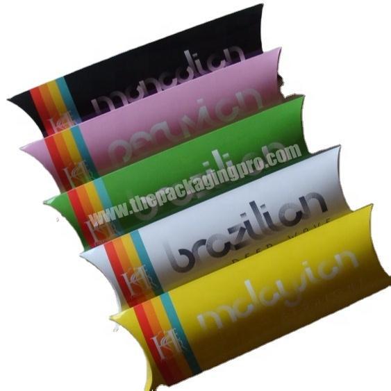 SC Full Color Printing Foldable Virgin Human Hair Extensions Packaging Pillow Box