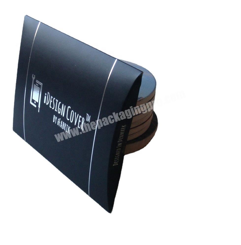 SC Professional Custom Packaging Logo Printed Foldable Black Paper Pillow Box