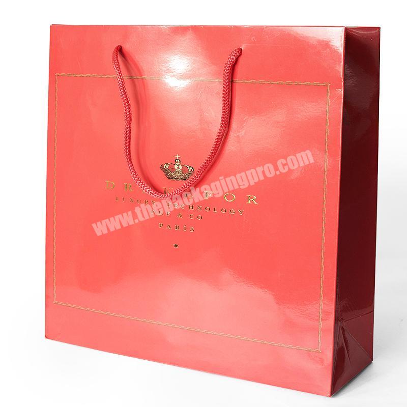 SC Red glossy custom printing logo shopping packaging paper bag