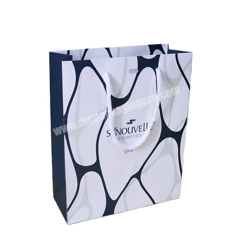 SC Wholesale Custom Printed White Handle Luxury Shopping Paper Bags with Logo