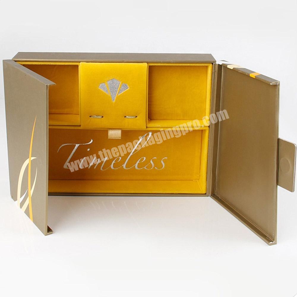 Separate compartments beauty products custom flocking jewelry box with logo