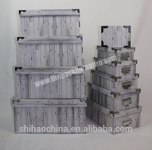 set of paper boxes tower storage box with iron metal corner recycled cardboard paper box