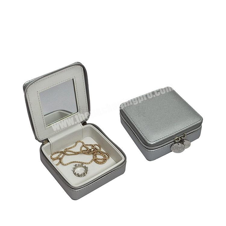 Shanghai manufacture simple jewelry necklace PU packaging box with zipper