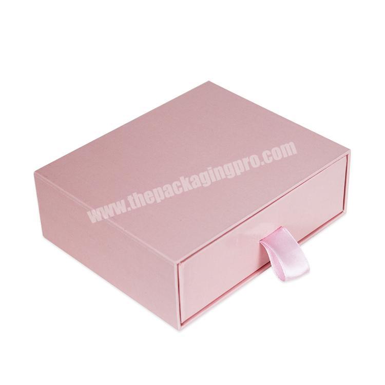 shenzhen 12 years factory customize high quality luxury pink cardboard wedding dress clothes packaging drawer gift paper boxes