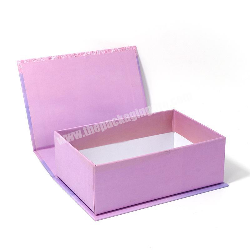 Shenzhen Factory Supplier Wholesale Custom Design Size Foldable Purple Color Flip Packing Box Wigs Rigid Box With Magnetic