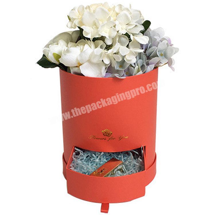 Shenzhen manufacturer high quality luxury round rose flower box with drawer
